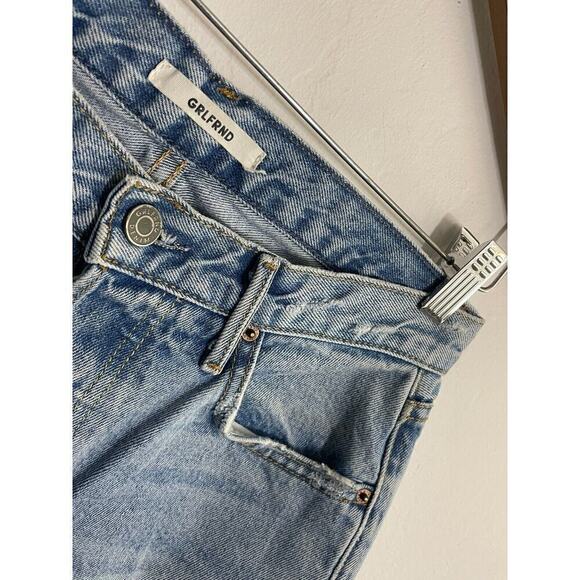 Grlfrnd 27 Jeans Helena High Rise Distressed Guess Again Straight Crop - Picture 5 of 8